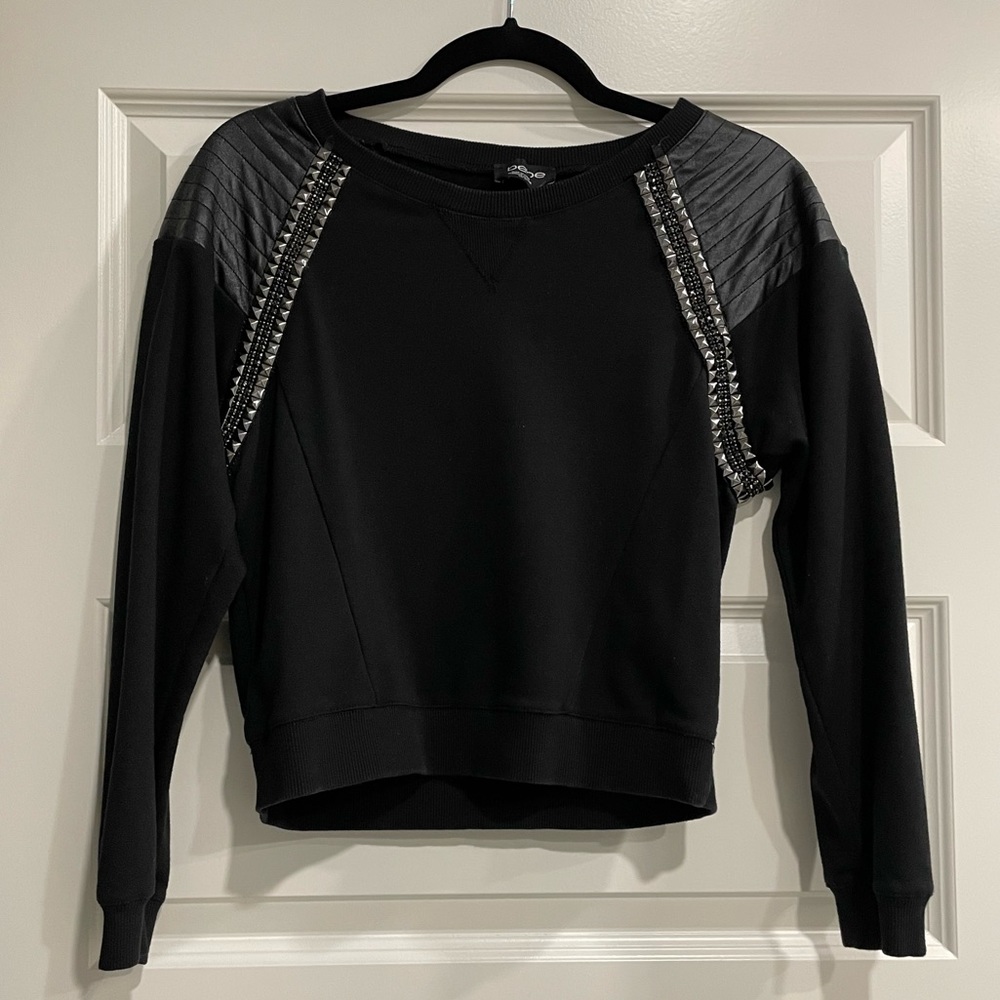Bebe PU leather and studs detail sweater